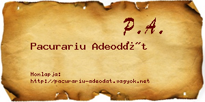 Pacurariu Adeodát névjegykártya